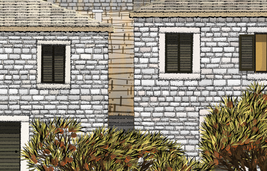 DOM detail - Same lerped lines and curved dots used in Voyage were now making the whole detailed city