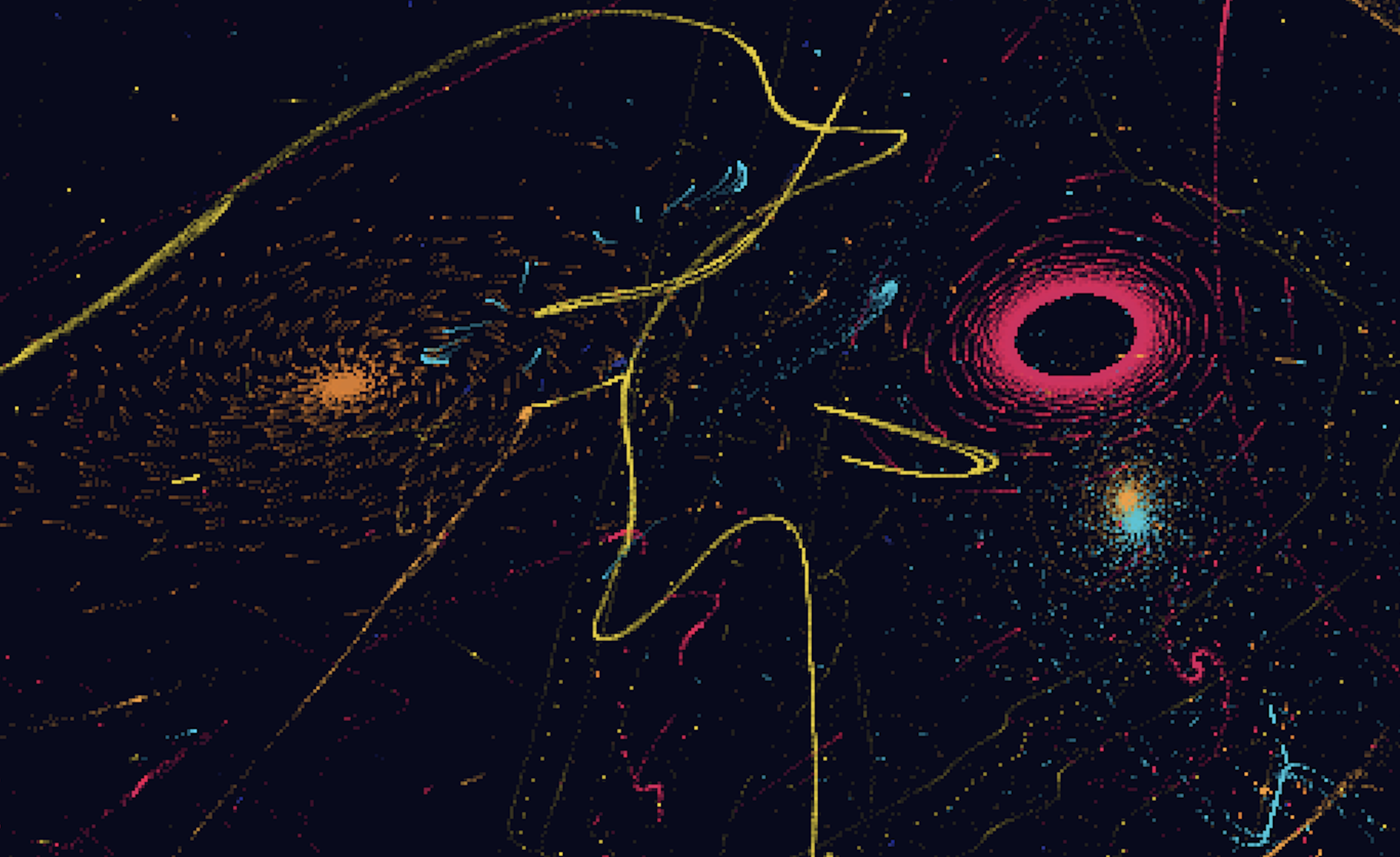 Close-up of a hidden galaxy cluster in one test output of "The Cosmic Soup".