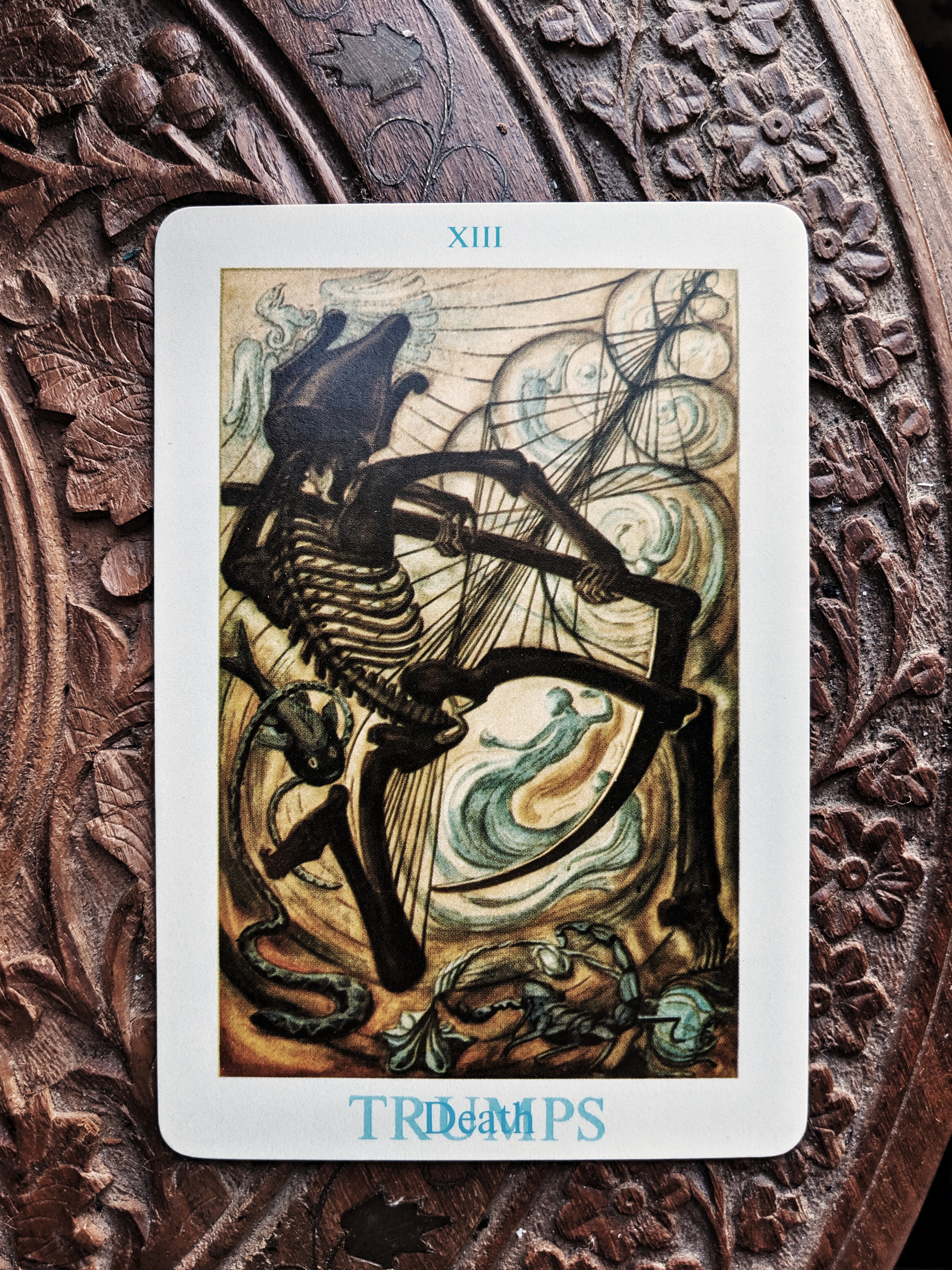 Drawing the Death card (Thoth tarot deck, 1st ed.) does not signify physical death, but rather major life changes.