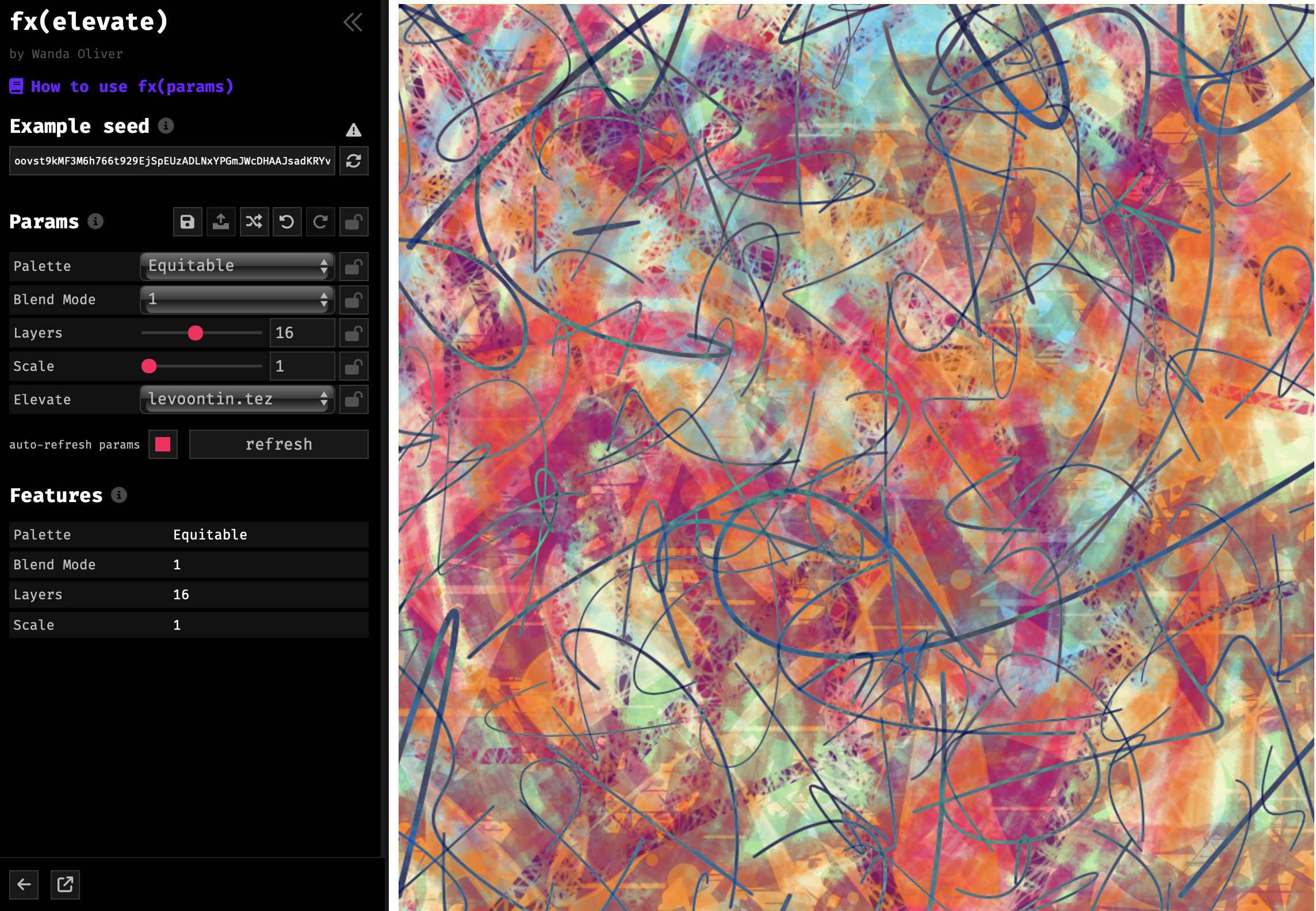Params view of my first params project, fx(elevate)