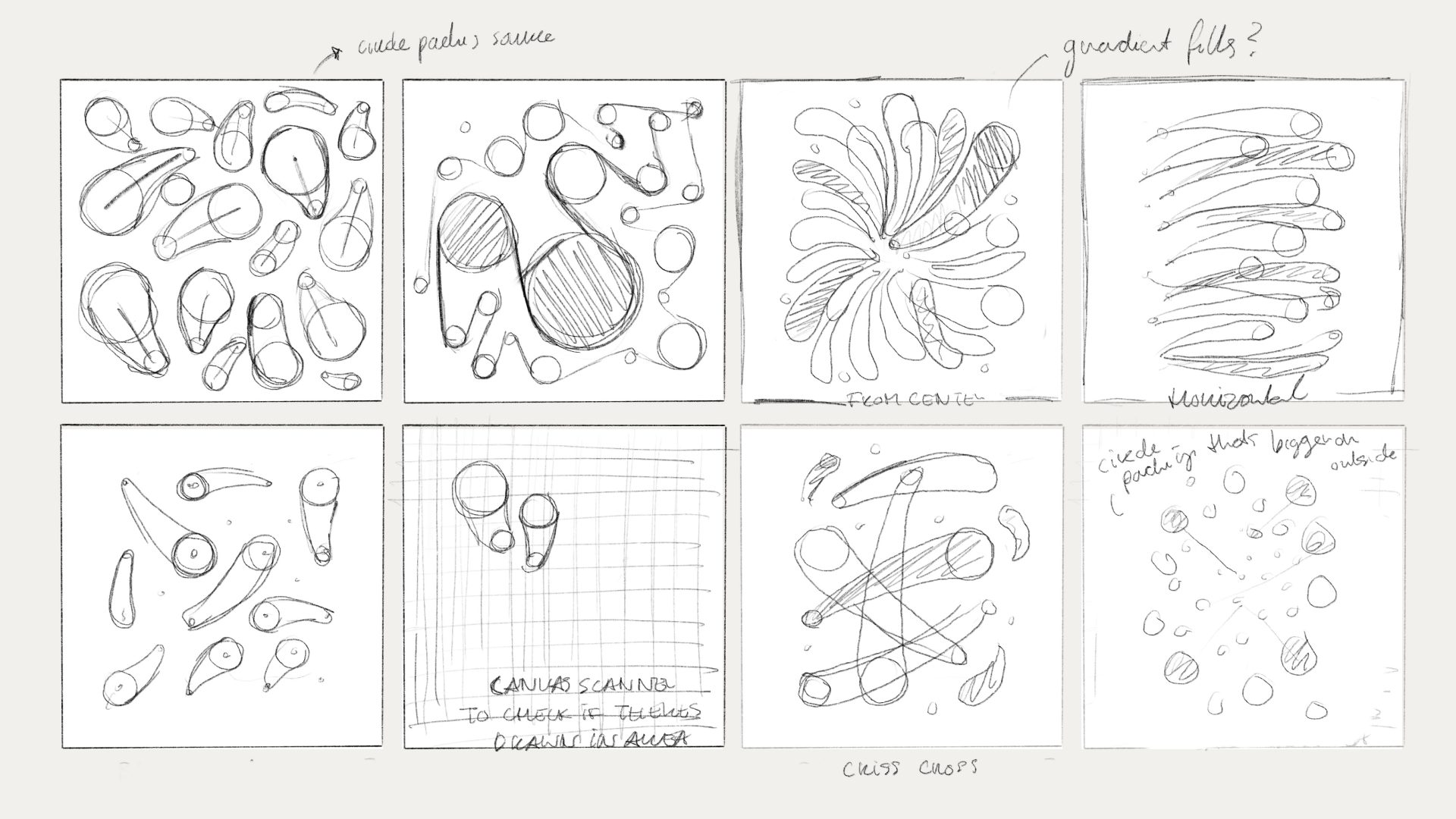 Initial sketches of connecting circles with arc tangent math