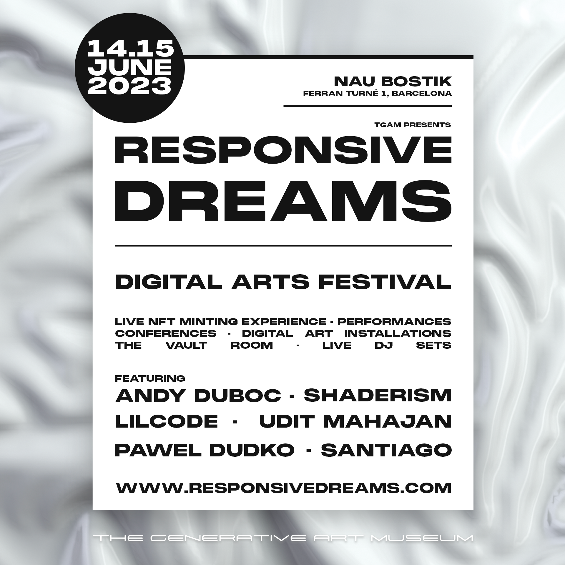 The Generative Art Museum (TGAM) presents Responsive Dreams, a Digital Arts Exhibition