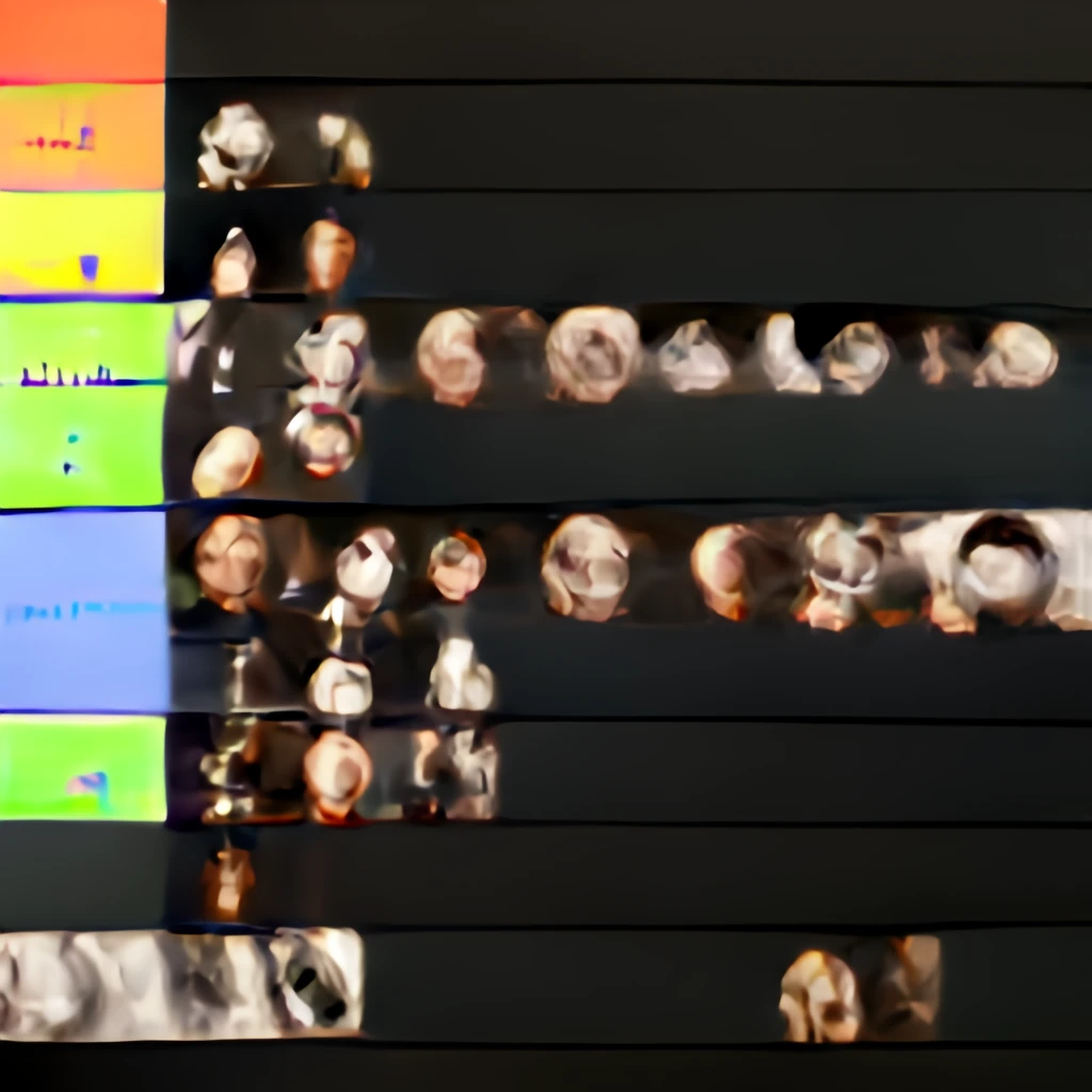 An impressionistic take on the "tier ranking" systems you sometimes see online. My favorite one is that blob on the right side where it's somewhat blurry but also not.