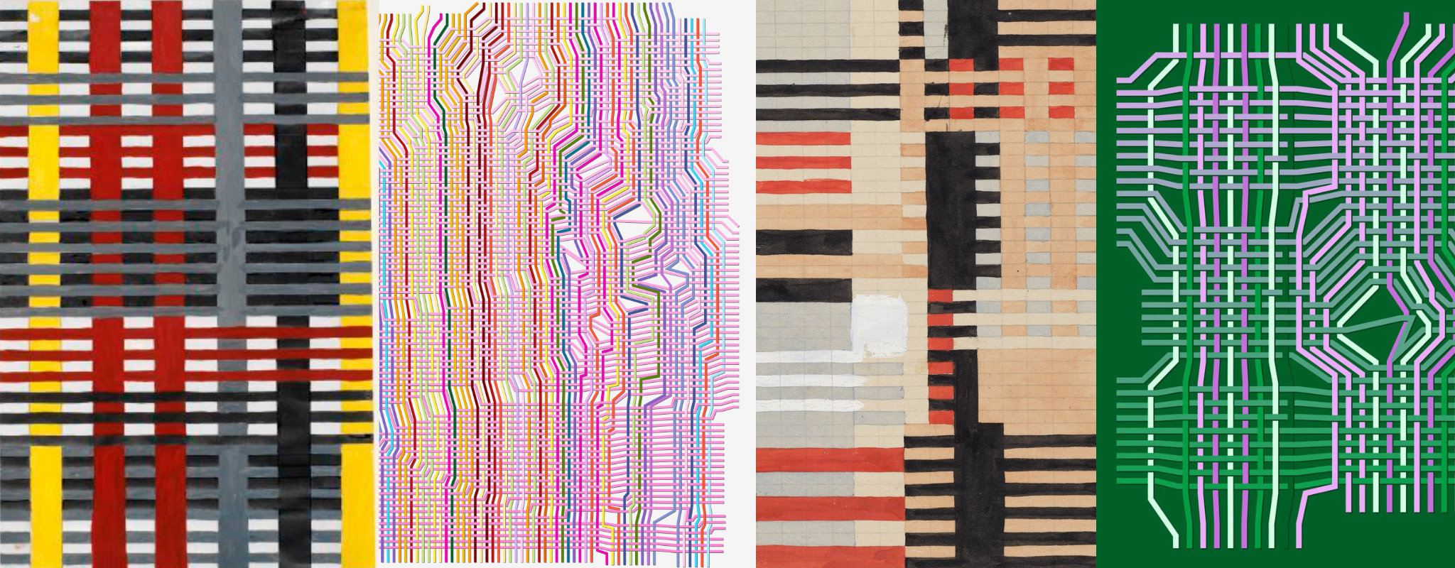Collage of artworks by Anni Albers and Loom outputs #0 and #79