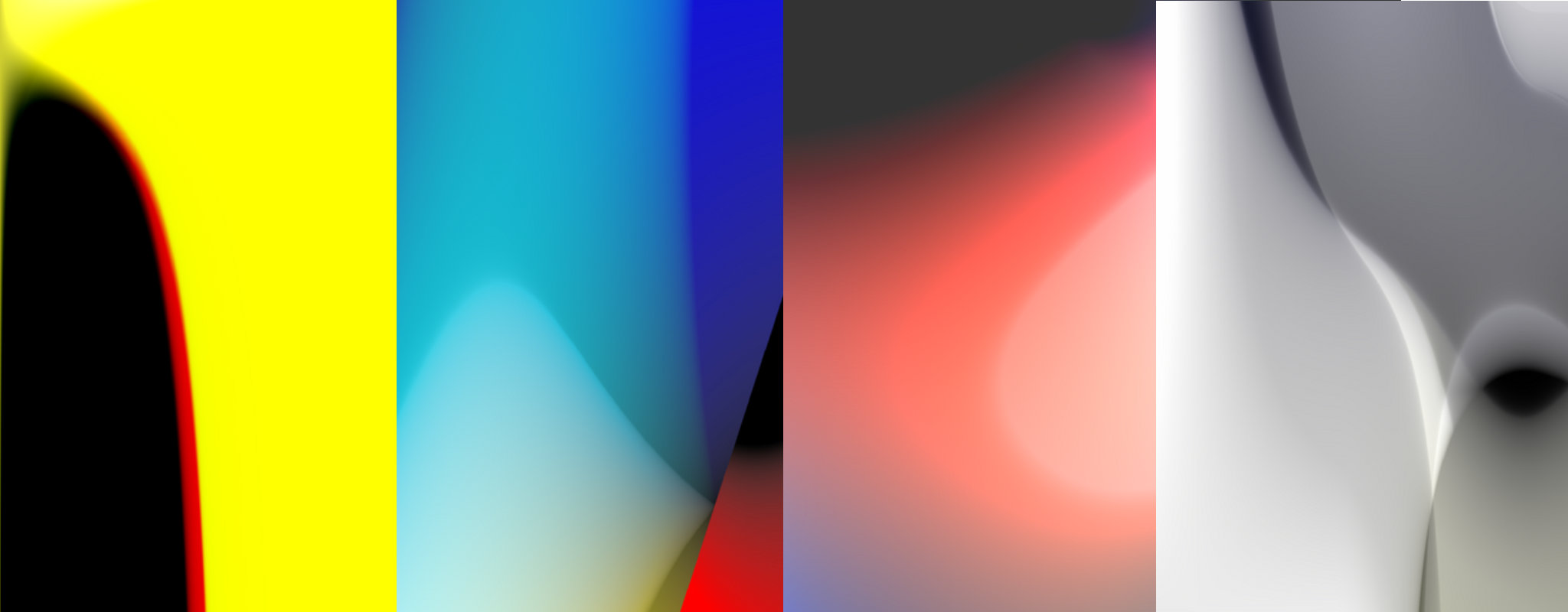 Collage of outputs #19, #20, #29 and #27 from "VIBE" (from left to right)