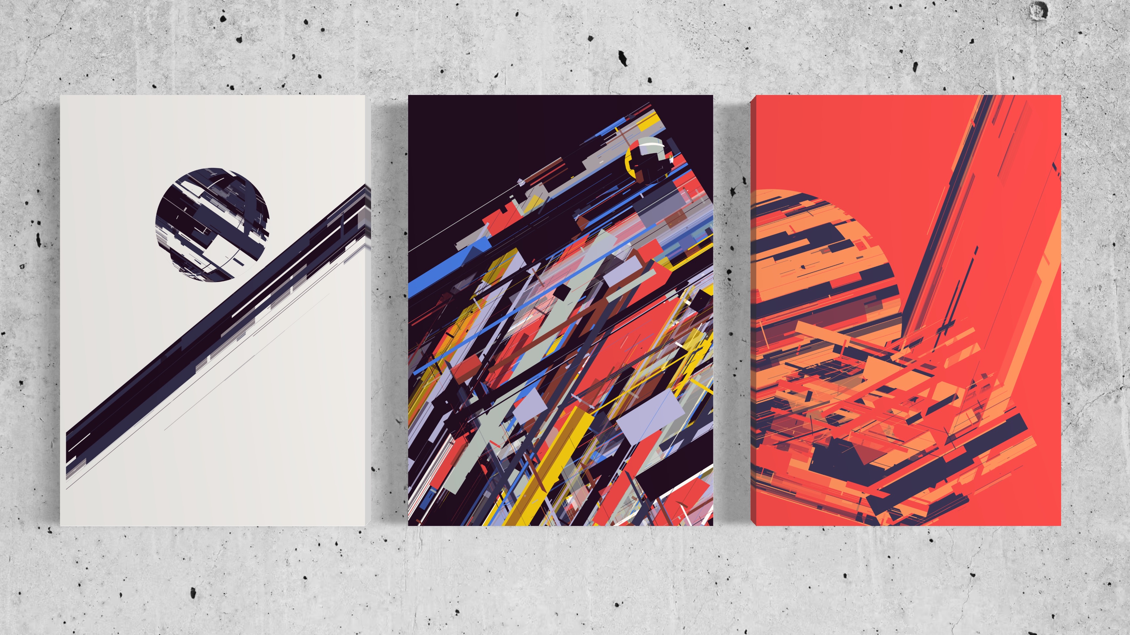 Collage of iterations #5, #6 an #9 of "How Moons Are Made"