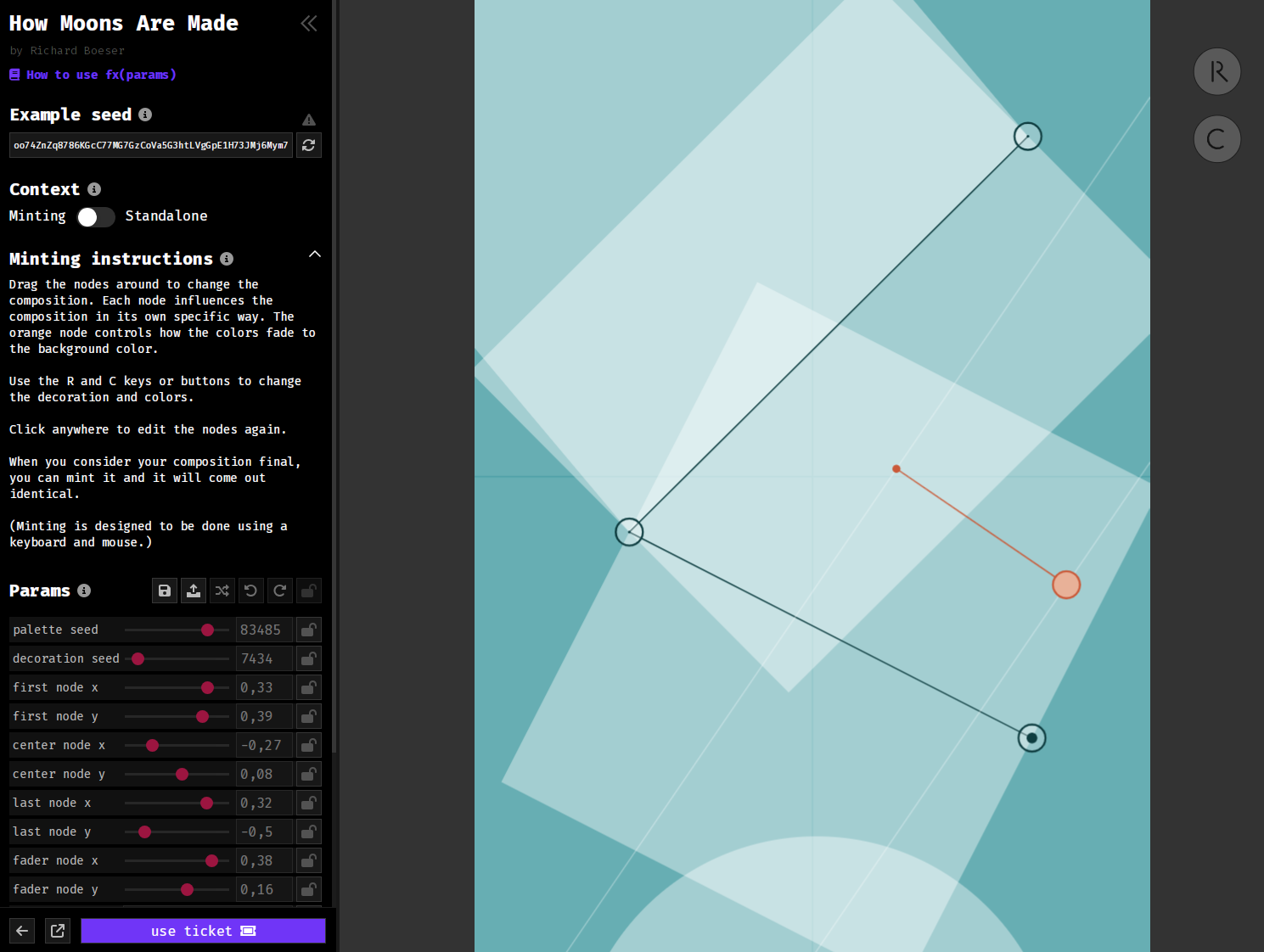 Screenshot of the custom minting interface