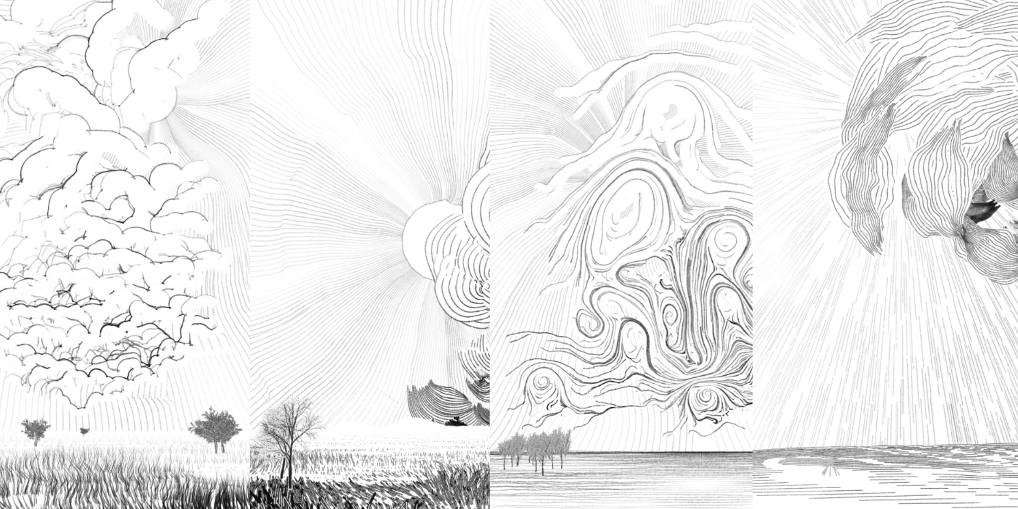 Details of "Before the storm" #88, #14, #86 and #64 (from left to right)