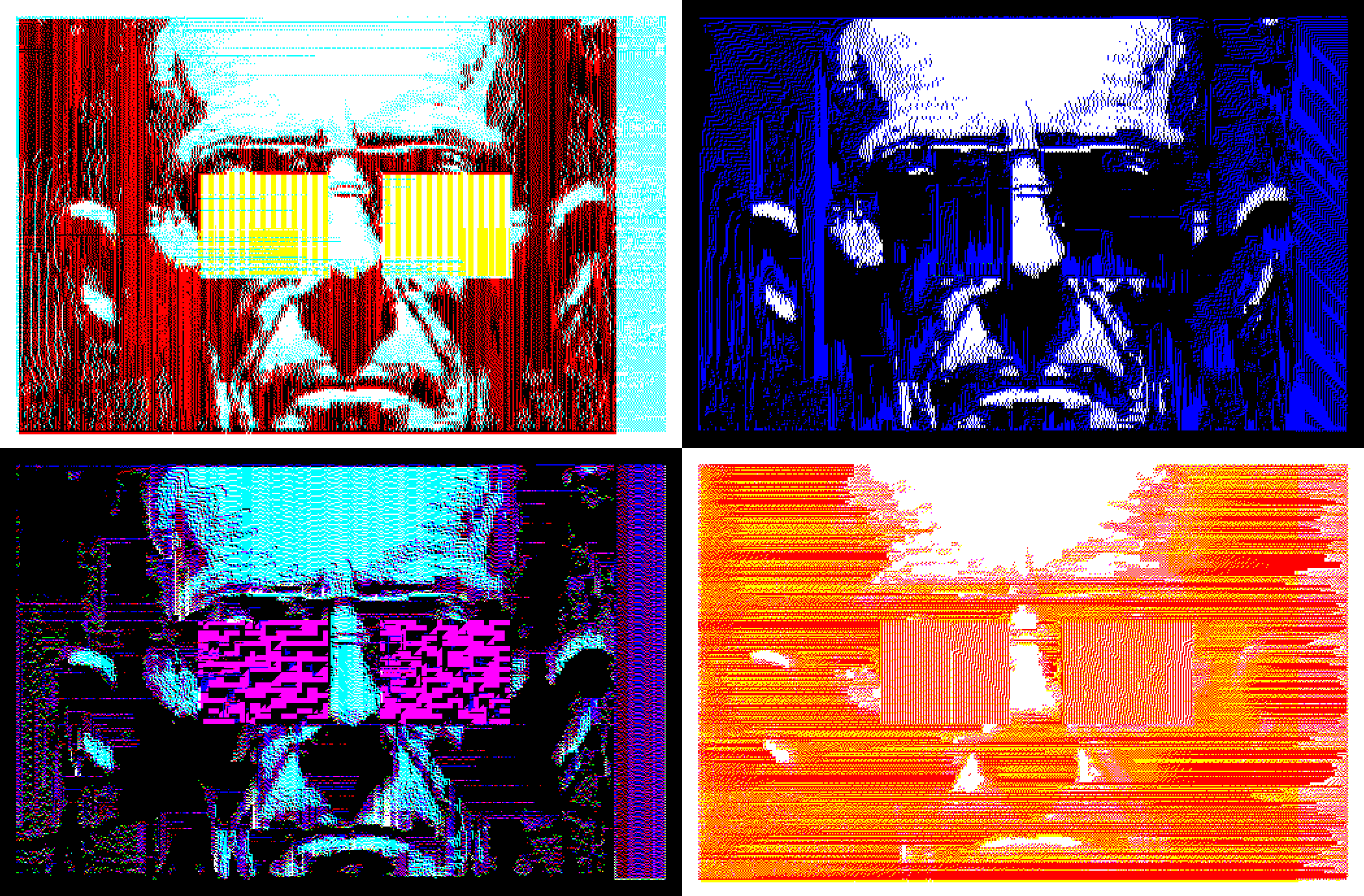 Examples of noisy (above) and corrupted (below) effect stacks.