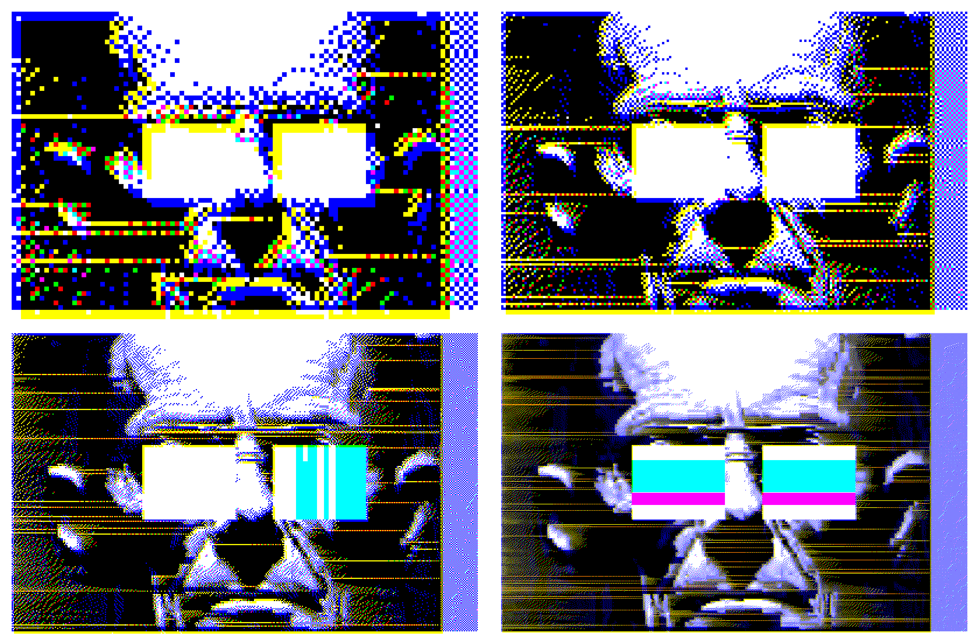 Examples of outputs at different scales - from top left, 1x, 2x, 4x and 8x (10x is the maximum)