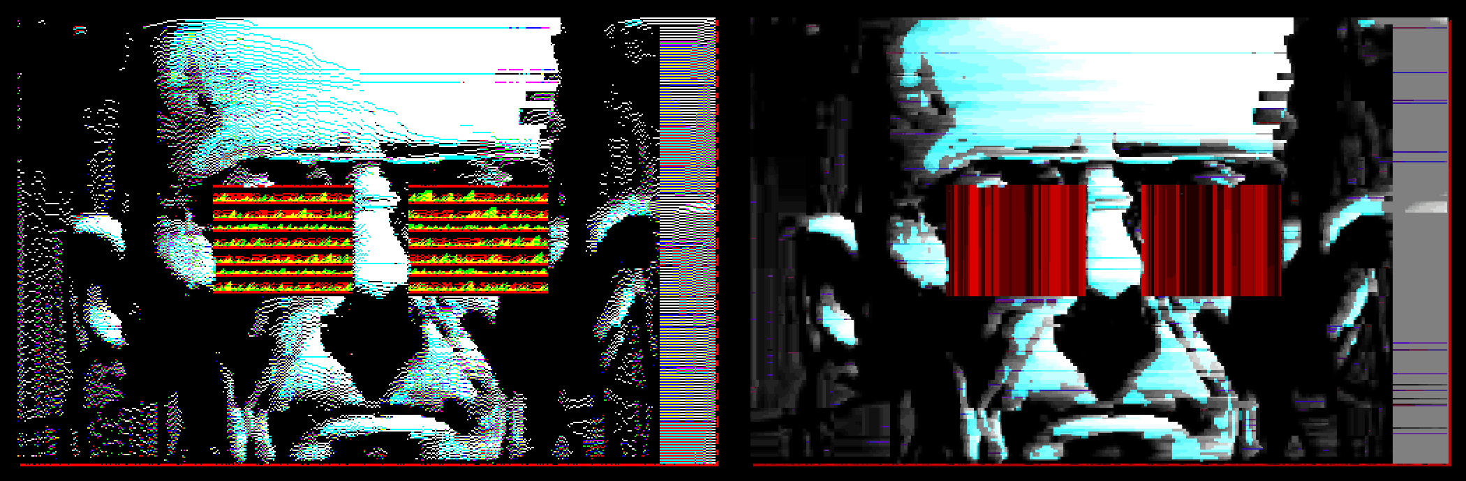 Comparison of era '80s (left) and '90s (right) effect stacks - the only difference is the lack of dithering in latter.