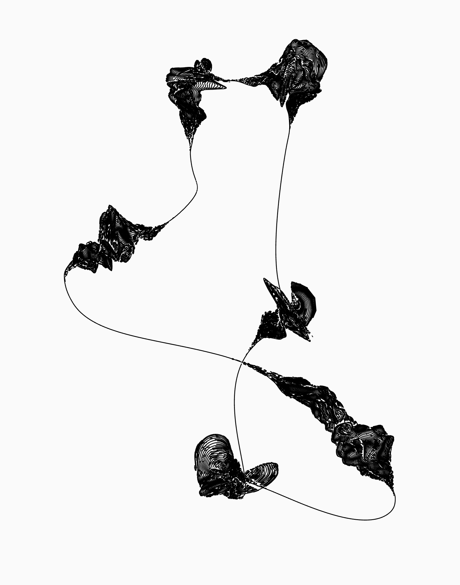 Those same six waves adjusted by a few degrees so none intersect