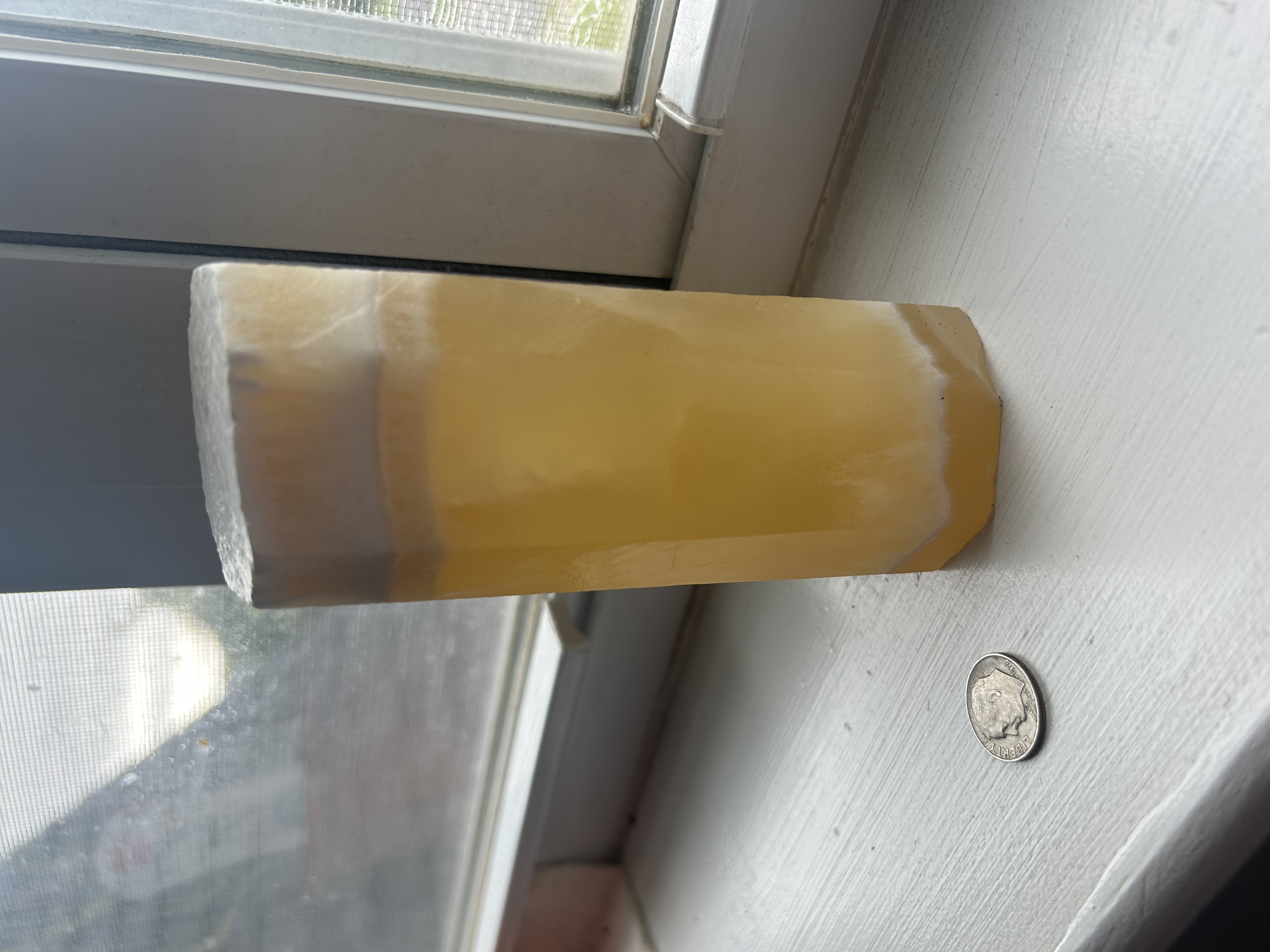 Honey Calcite (ignore my dirty window sill)