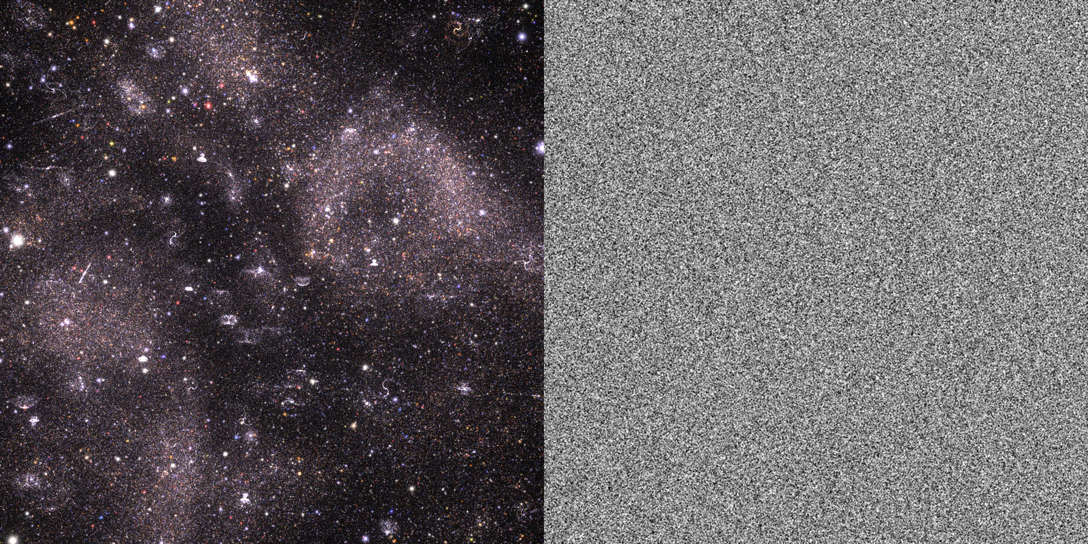 Left: « The WRK Paradox » stellar background // Right: TV noise
