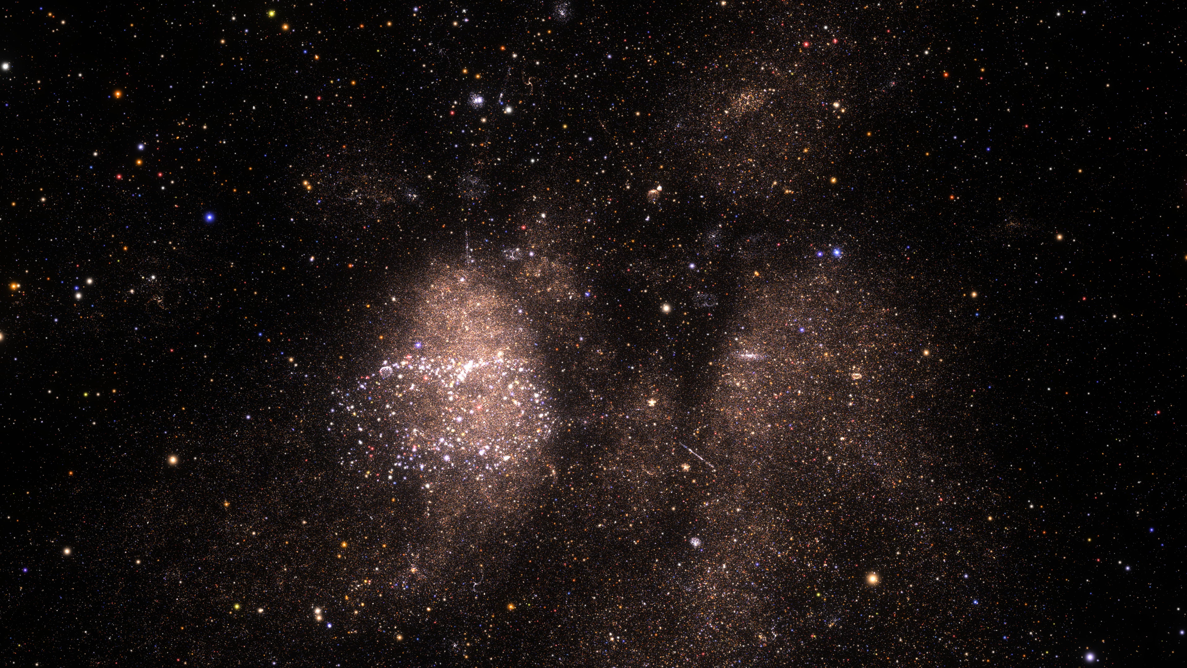 A flat view of a generated universe volume showing around 1 million WebGL points.