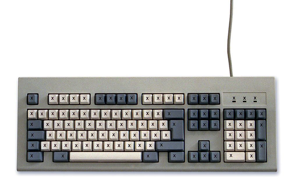 Keyboard X, 1995 – keyboard, letraset – 17 x 47.5 cm.