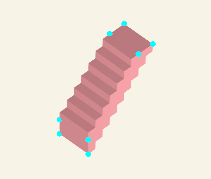 A stair tile with attachment endpoints highlighted