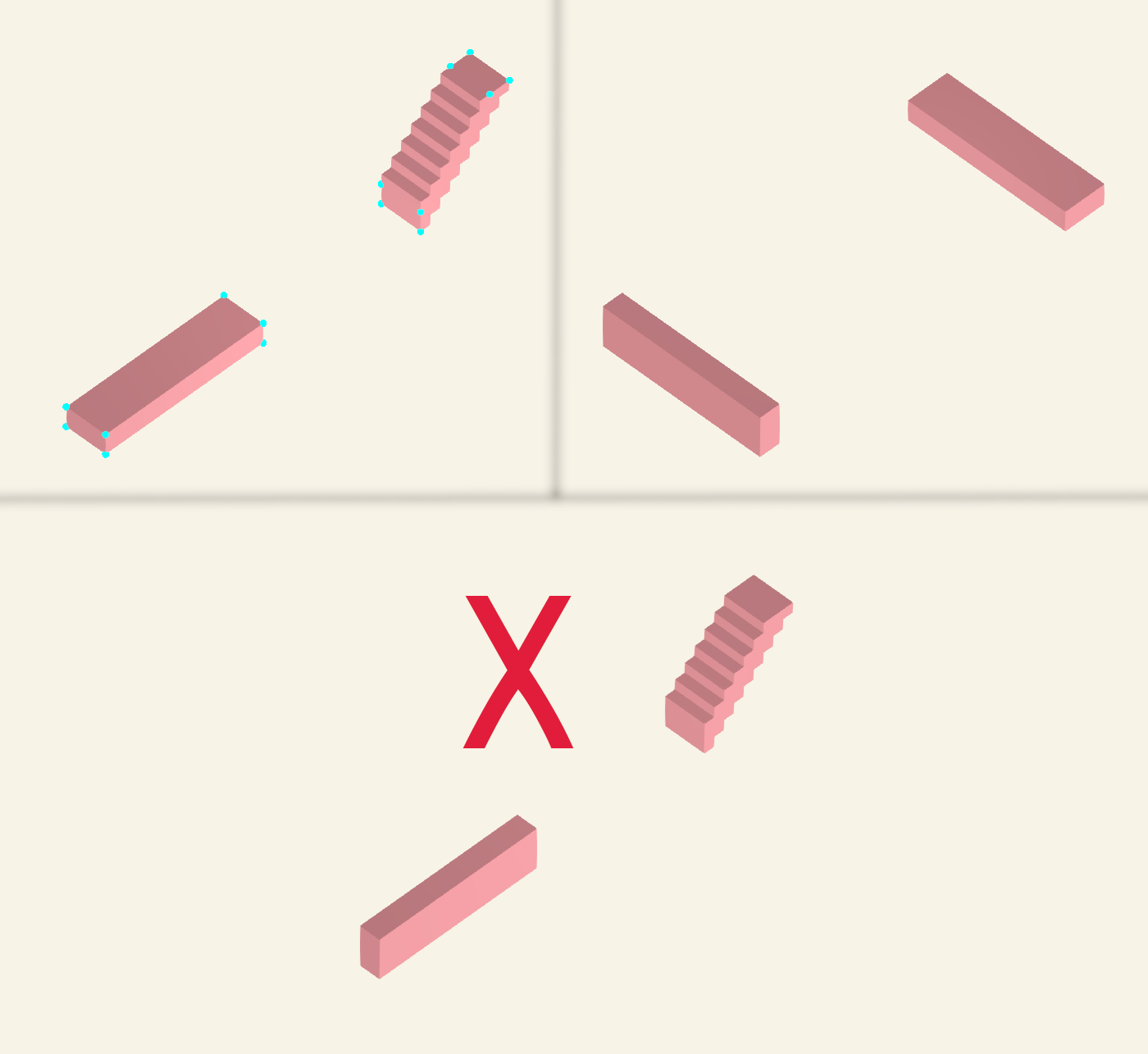 A road tile can connect to a suitably oriented stair tile or can exist in parallel to another road tile but cannot be connected to a stair tile where the connection points to not match up.