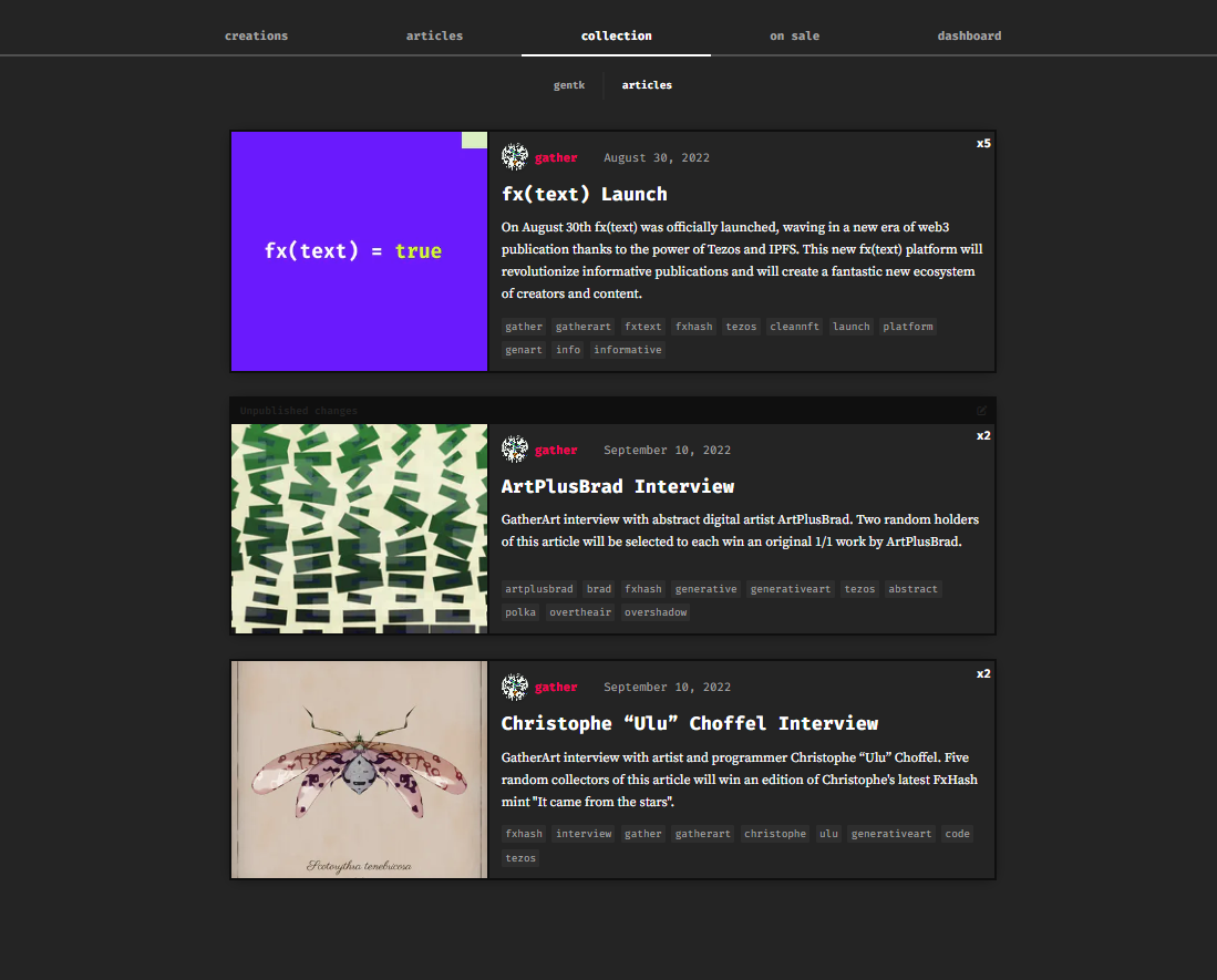 What the article selection screen looks like