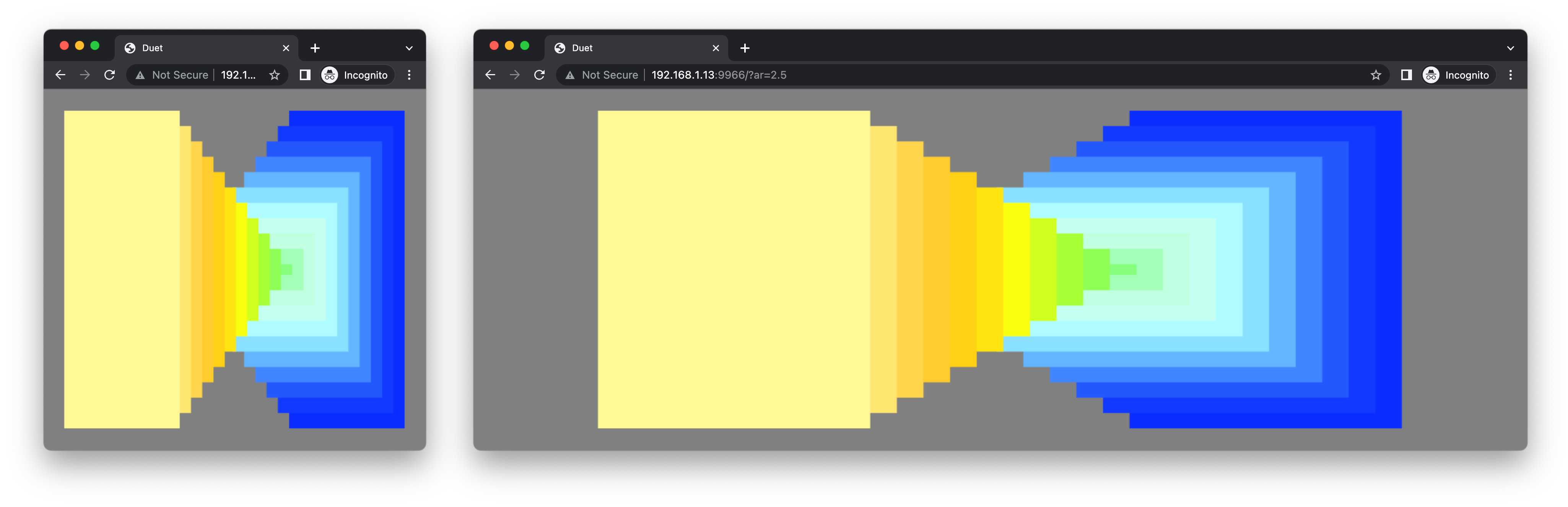 Duet #6 responding to different window sizes.