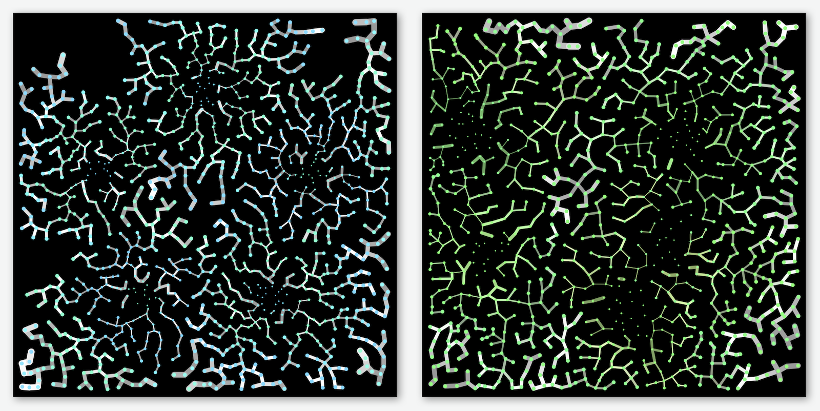 Examples of inner growth. From left: Token #9 and #13