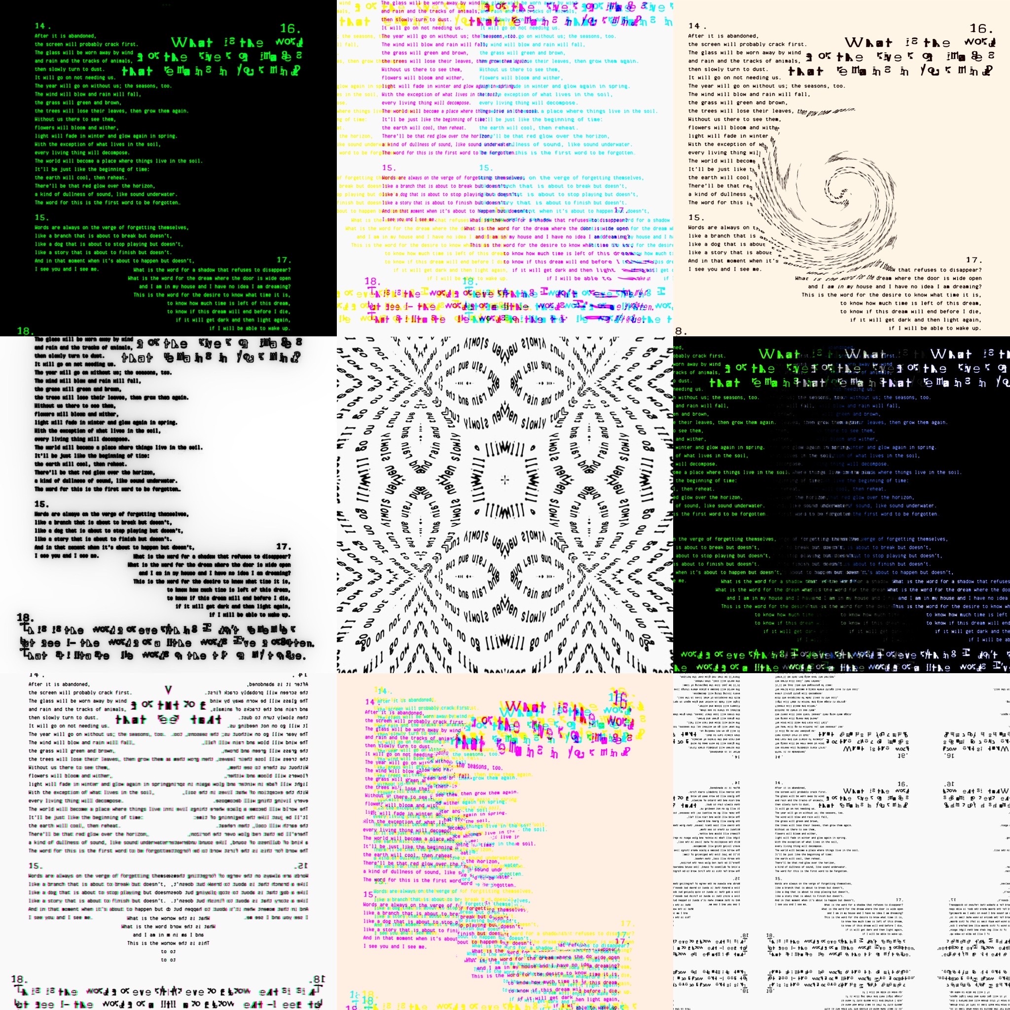 1 poem, 9 readings