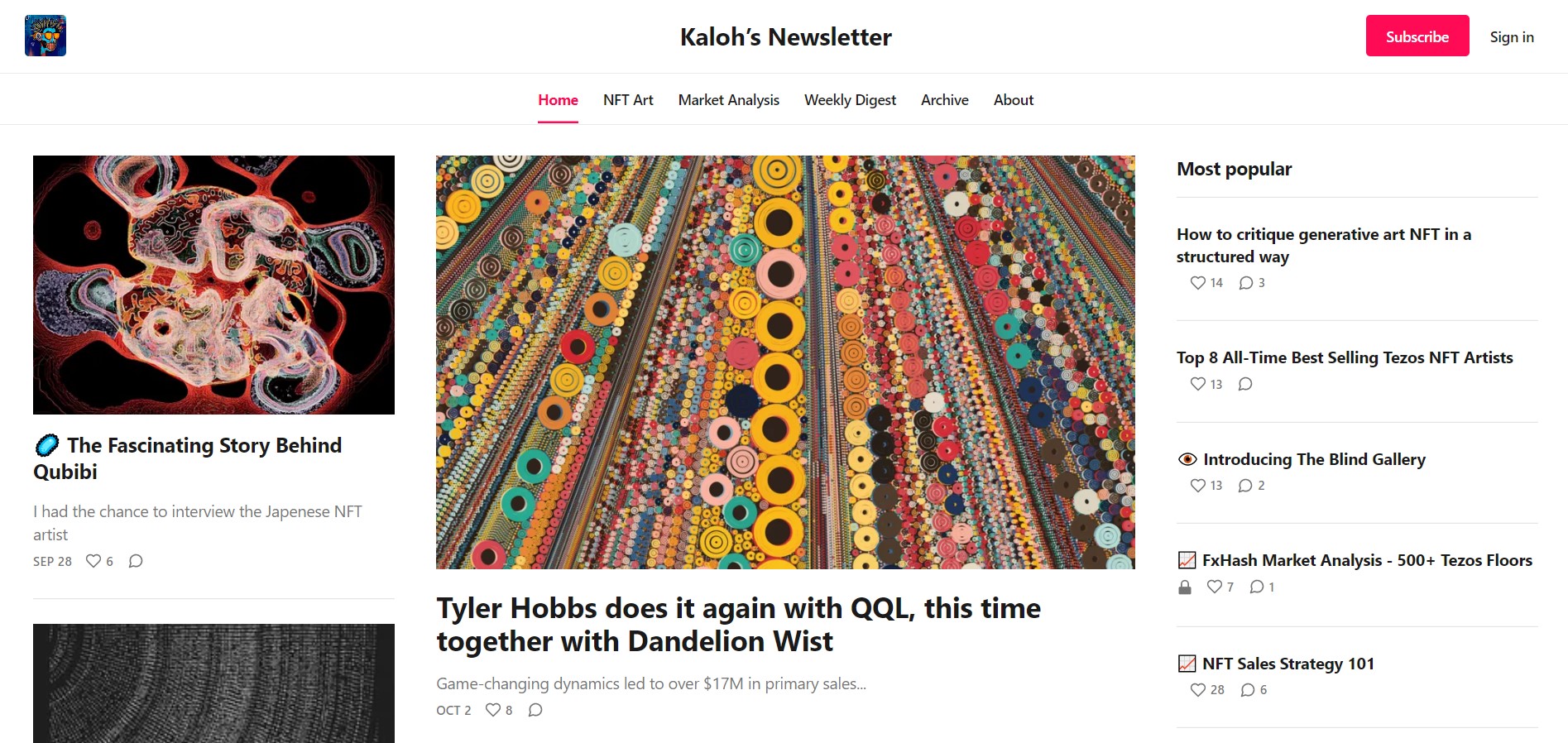 official website of Kaloh's newsletter