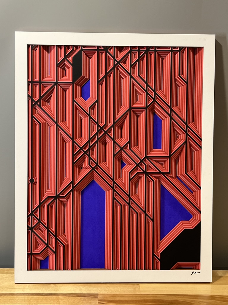 Tinted shellac on 12 layers of 4-ply museum board