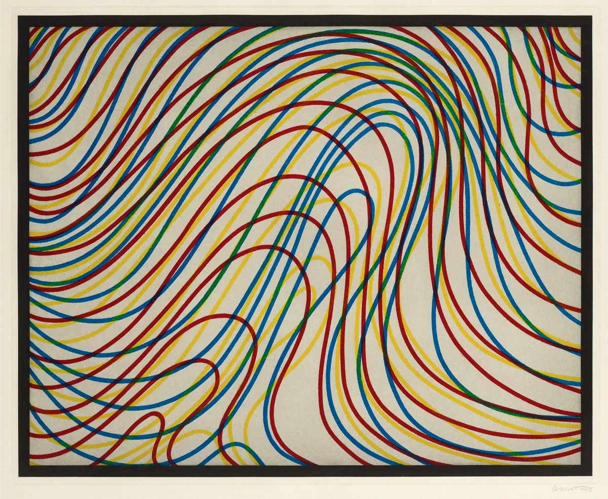 Sol Lewitt Wavy Lines with Black Border