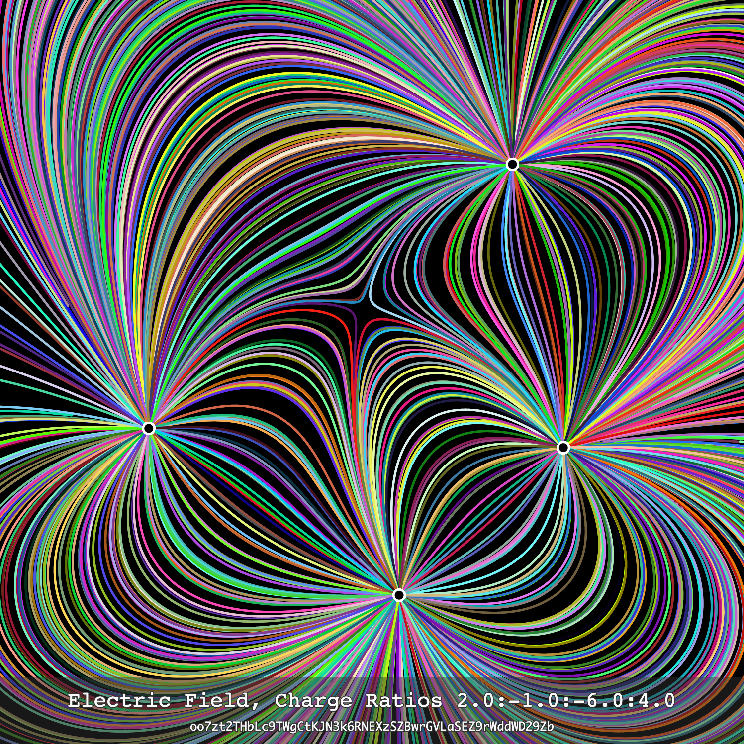 Electric Field of four charges (output from EM.I by dbob)
