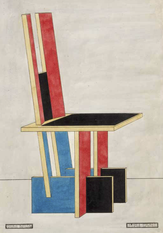 PIET ZWART drawing/ VILMOS HUZAR Color scheme Drawing for a Chair 1920 Ink on paper [Ink on paper] 51.3 x 34 cm[The Netherlands]