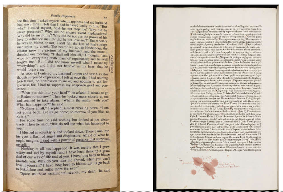 Actual examples of aged paper.