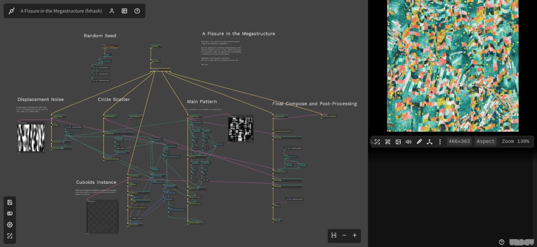 Cables user interface. Pictured is the patch for 'A Fissure in the Megastructure'.