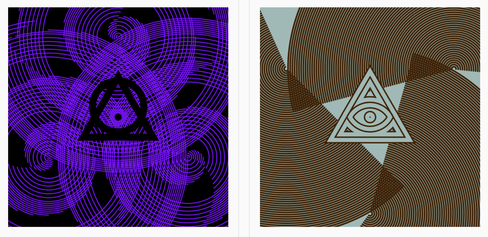Still frames from CryptoGodKing #10 and #11. Don't stare for too long!