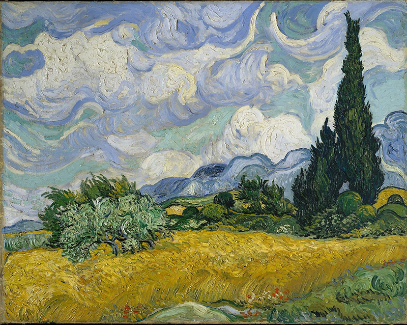 Vincent van Gogh, Cyprès aux blés d'or, 1889 