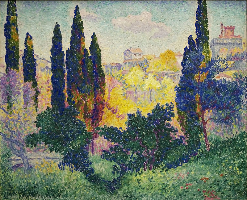 Henri Edmond Cross, Cypresses at Cagnes, 1908