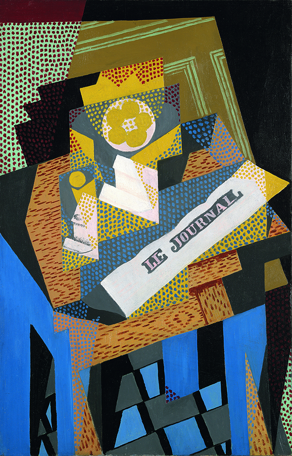 Juan Gris, Newspaper and Fruit Dish, 1916