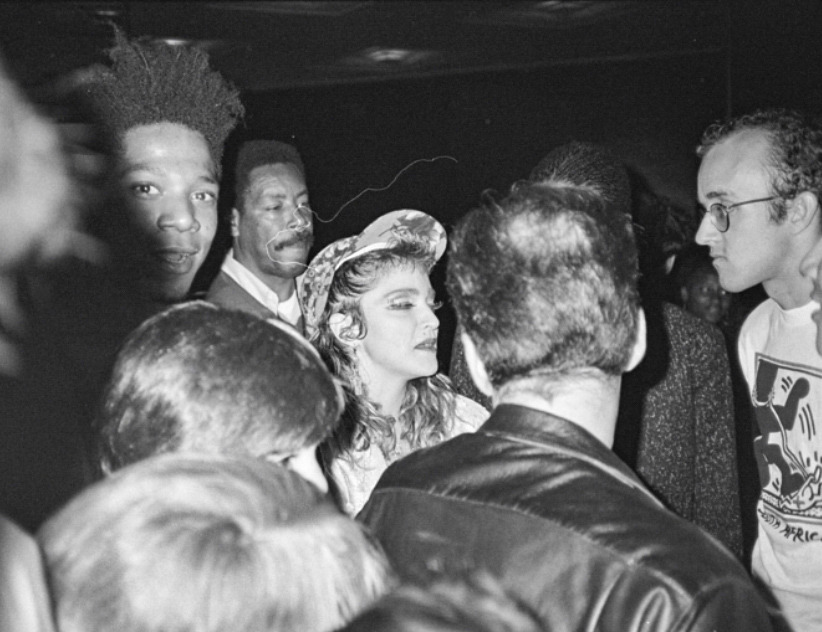 "Madonna with Jean-Michel Basquiat, Keith Haring, and Kenny Scharf" by Andy Warhol