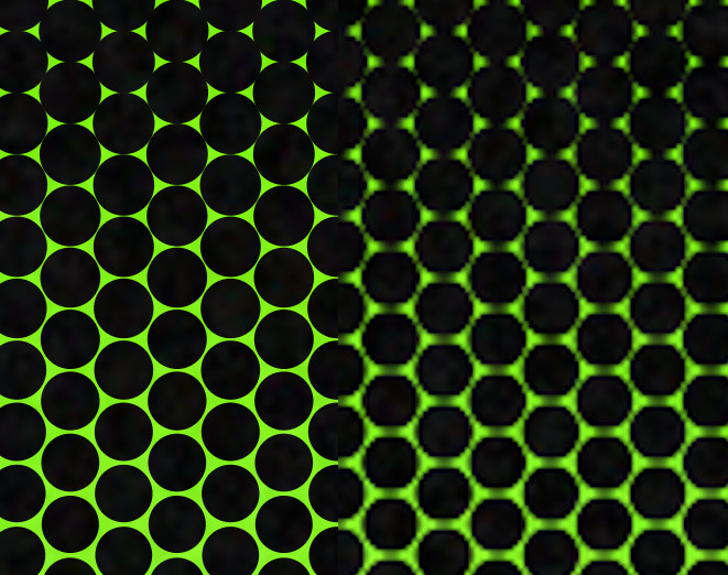 Super close up 8K HD on left, normal on right