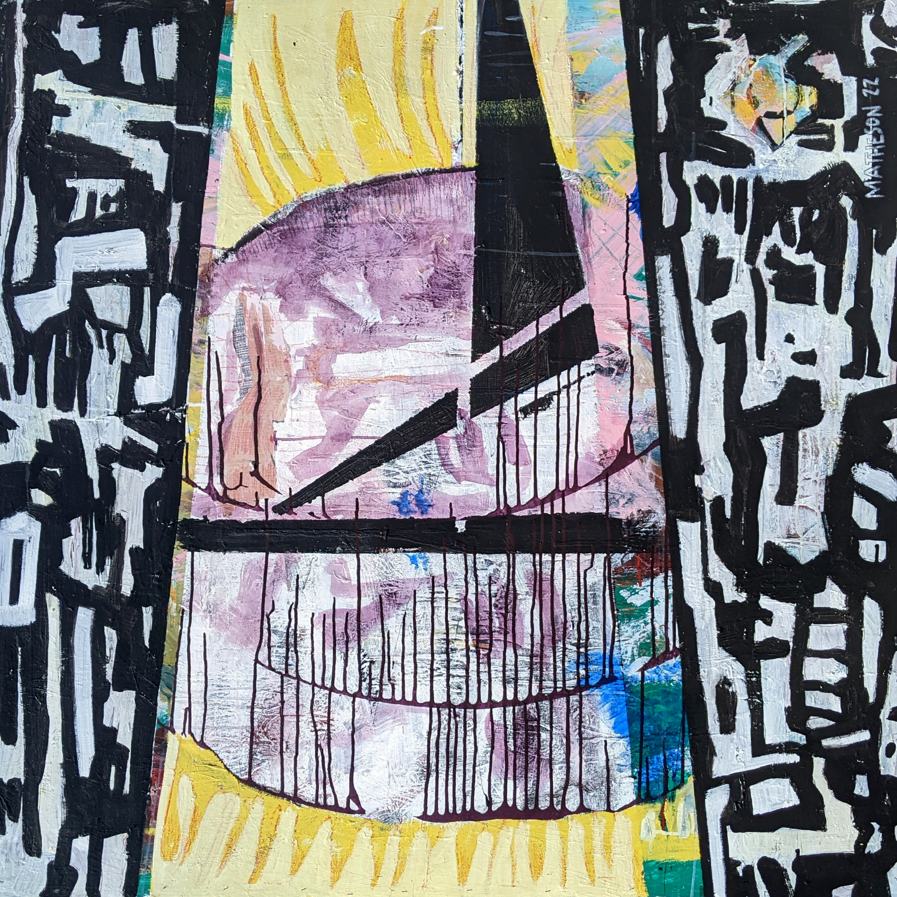 Perpetual 3-27-22 by Robert Matheson. 48"x48" mixed-media on panel.
