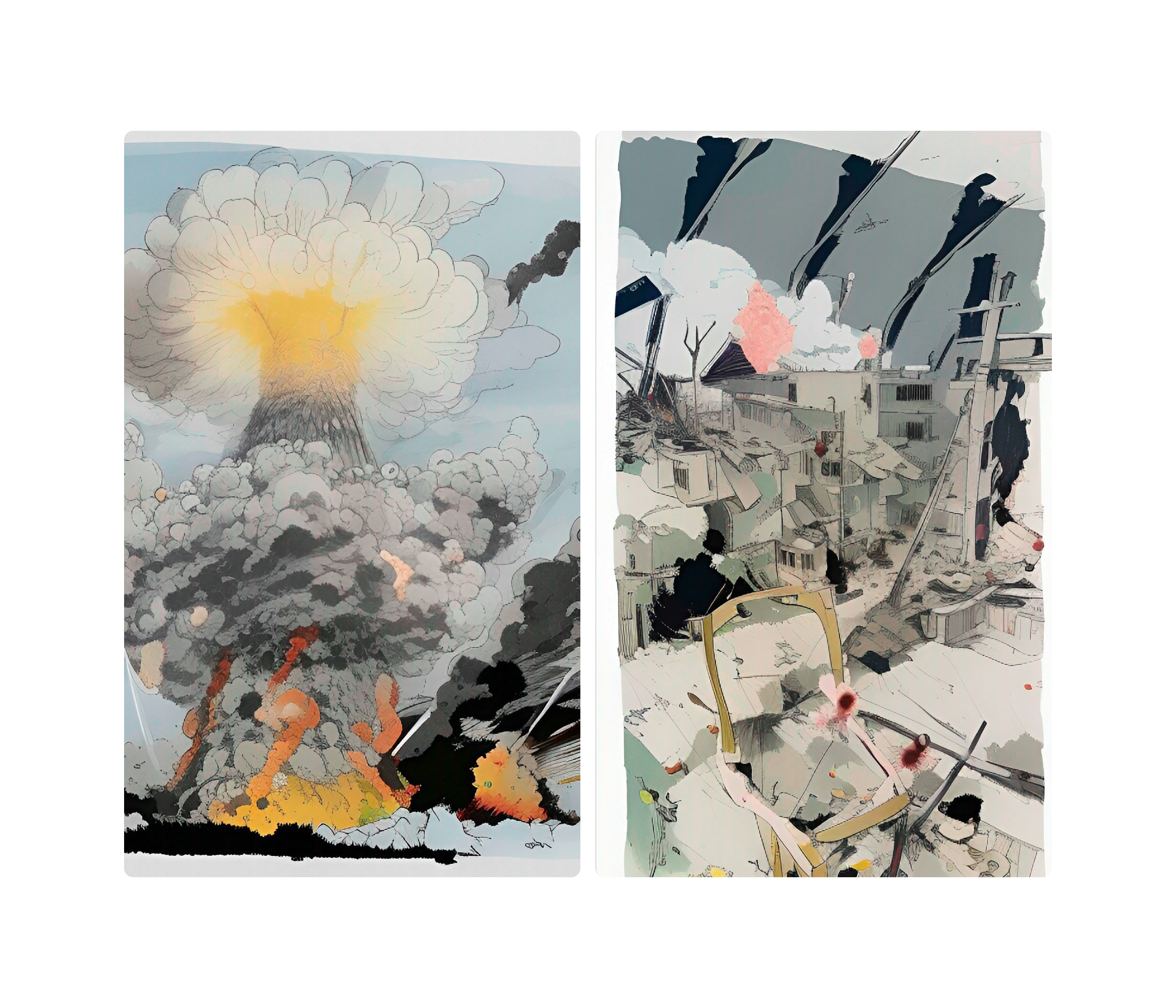 Nuclear blast. A series of illustrations generated by prompt AI. Co-created by me and AI with dream.ai