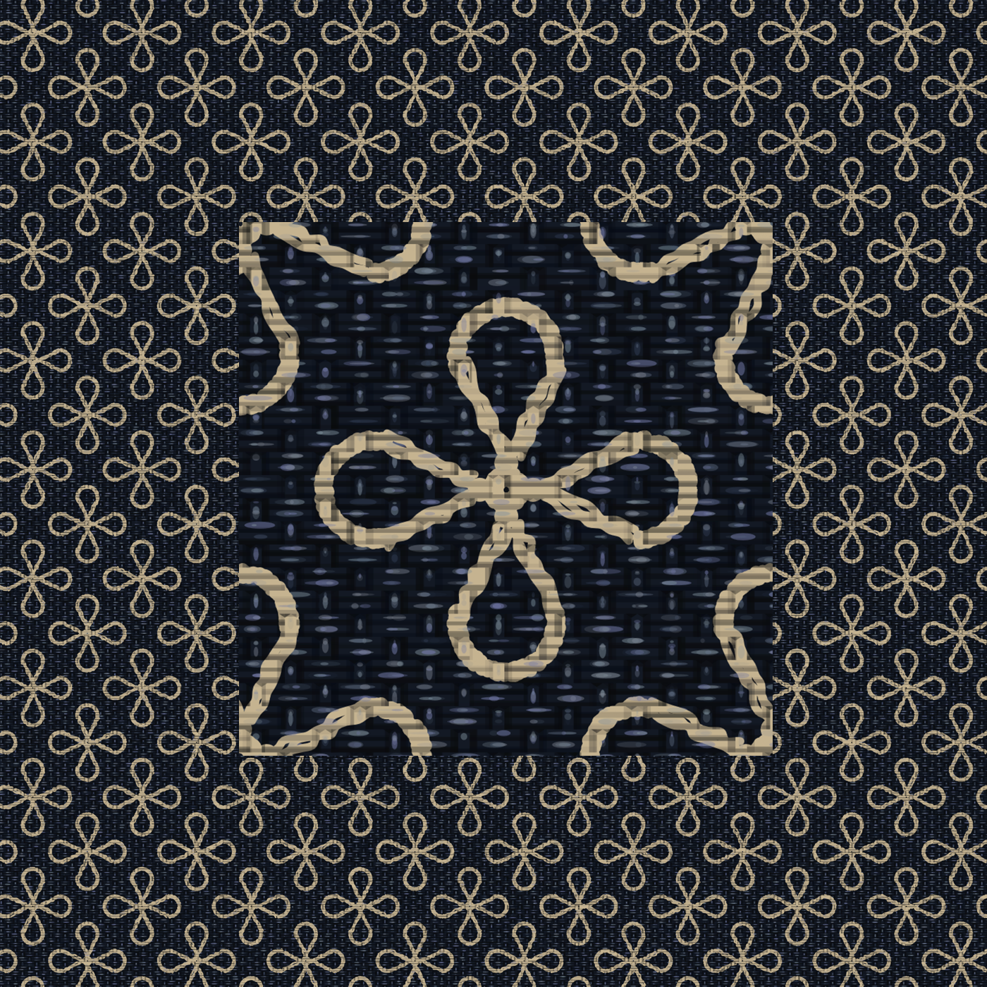 Large and small scale clover pattern on fabric
