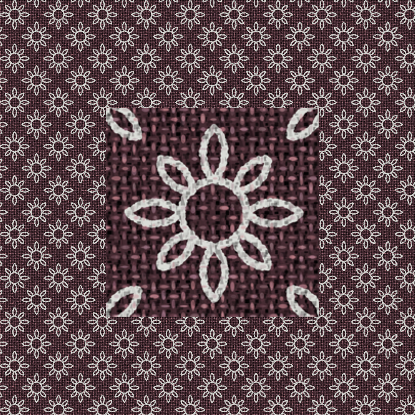 Large and small scale flower pattern on fabric