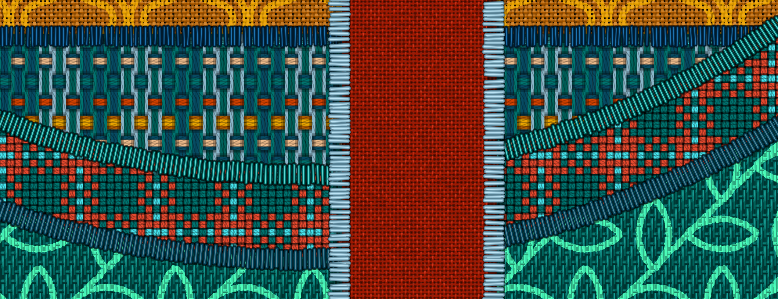 Mixed fabrics with embroidery