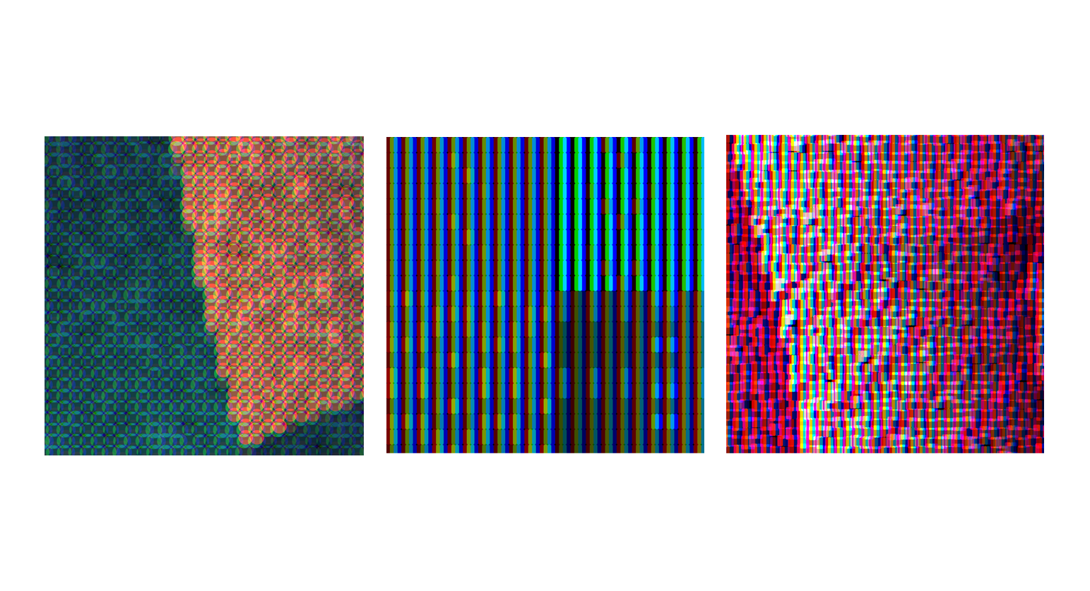 Close up of Space Pixels, there are several styles of pixel.