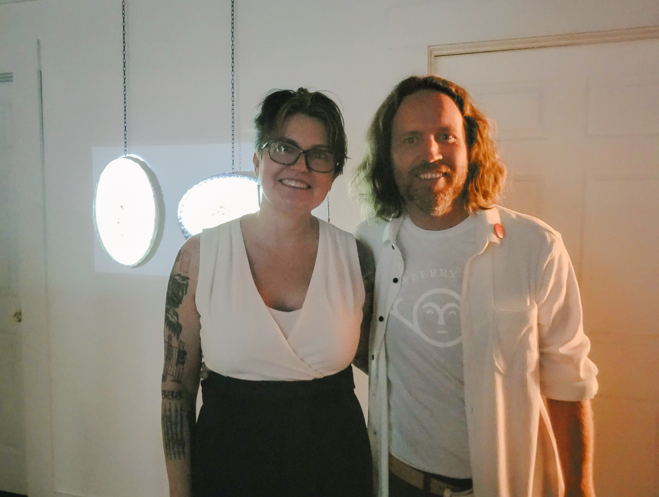 Collaborating blockchain and Ai artists Robert Matheson and Kristen Applegate at the #ProjectAi x #CLAi exhibition. Newberry, SC. Feb 3rd, 2023.