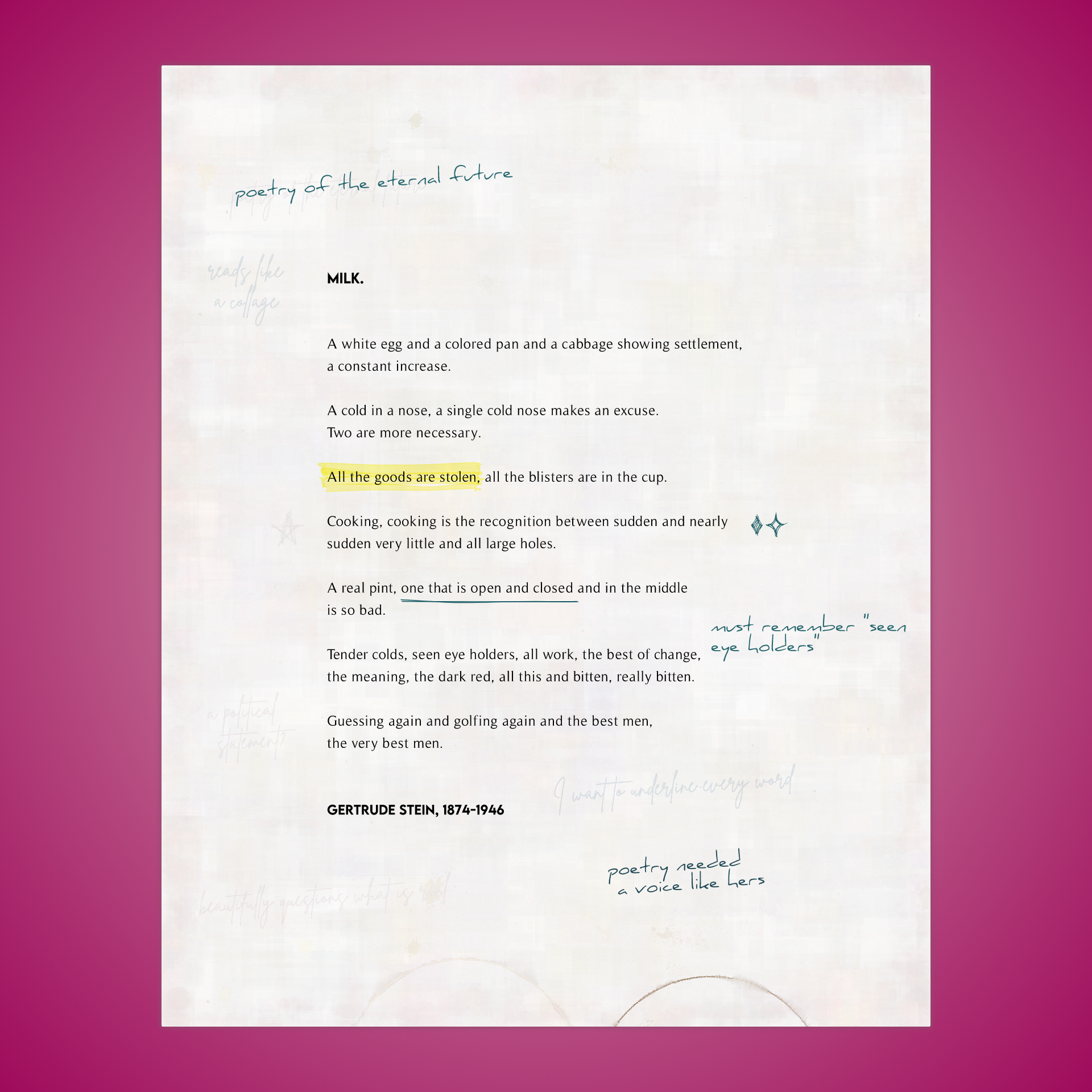 MILK. by Gertrude Stein #9 static token preview