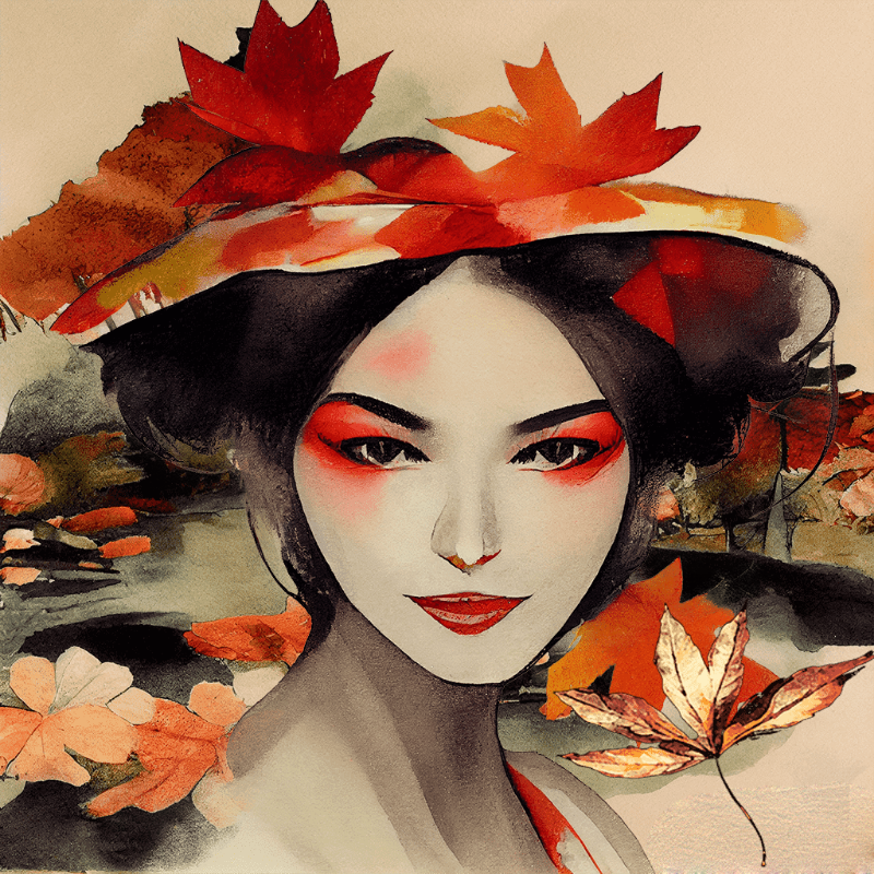 Geisha and Autumn Leaves #1 static token preview