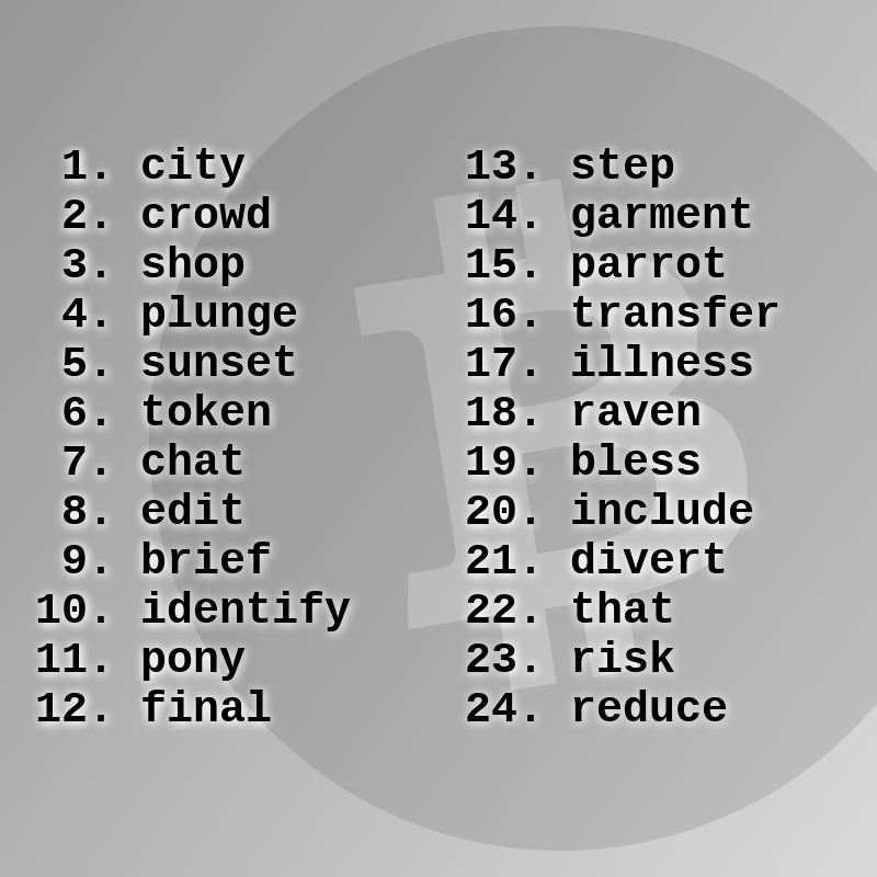 Crypto passphrase #8 static token preview