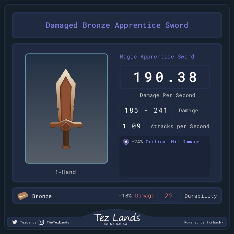 Tez Lands - Apprentice Sword #8 static token preview